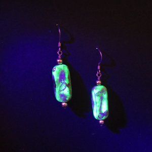 Uranium glass bead earrings